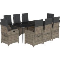 Vidaxl - 9-tlg. Garten-Essgruppe mit Kissen Grau Poly Rattan Vidaxl - 9-tlg. Garten-Essgruppe mit Kissen Grau Poly Rattan von VIDAXL