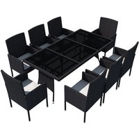 Vidaxl - 9-tlg. Garten-Essgruppe mit Kissen Poly Rattan Schwarz Vidaxl - 9-tlg. Garten-Essgruppe mit Kissen Poly Rattan Schwarz von VIDAXL