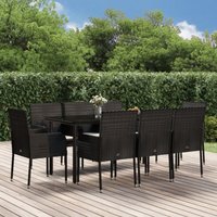 9-tlg. Garten-Essgruppe mit Kissen Schwarz Poly Rattan - Vidaxl 9-tlg. Garten-Essgruppe mit Kissen Schwarz Poly Rattan - Vidaxl von VIDAXL