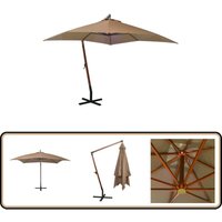Ampelschirm mit Mast Taupe 3x3 m Massivholz Tanne - Gartenschirm - Sonnenschirm - Holzschirm - Markise - Außenbereich von VIDAXL