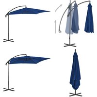 Ampelschirm mit Stahl-Mast 250x250 cm Azurblau - Gartenschirm - Sonnenschirm - Ampelschirm - Outdoor Schattenspender - Poolparty Dekoration - Home & von VIDAXL