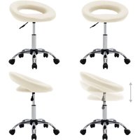 Vidaxl - Arbeitshocker auf Rollen Creme Kunstleder - Rollbarer Hocker - Bürostuhl - Höhenverstellbar - Ergonomischer Stuhl - Arbeitsplatzsessel von VIDAXL