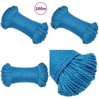 Arbeitsseil Blau 3 mm 100 m Polypropylen - Arbeiten Seil - pp Seil - Polyester Seil - Hochfestes Seil - Tragfähigkeitsseil - Home & Living von VIDAXL