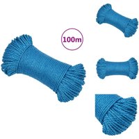 Arbeitsseil Blau 3 mm 100 m Polypropylen - Arbeiten Seil - pp Seil - Polyester Seil - Hochfestes Seil - Tragfähigkeitsseil von VIDAXL