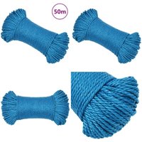 Arbeitsseil Blau 6 mm 50 m Polypropylen - Arbeiten Seil - Baumaterialien - Polyester Seil - Hochfestes Seil - Tragfähigkeitsseil - Home & Living von VIDAXL