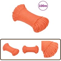 Arbeitsseil Orange 3 mm 100 m Polypropylen - Arbeiten Seil - Orange Seil - Polypropylen Seil - Gartenseil - Baumaterialien von VIDAXL