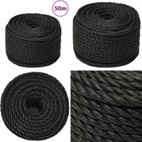 Arbeitsseil Schwarz 10 mm 50 m Polypropylen - Arbeiten Seil - pp Seil - Schlauchboot Seil - Gartenarbeit Seil - Montage Seil - Home & Living von VIDAXL