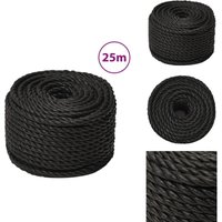 Arbeitsseil Schwarz 12 mm 25 m Polypropylen - Seil - Seile - Gedrehtes Seil - Gedrehte Schnur von VIDAXL