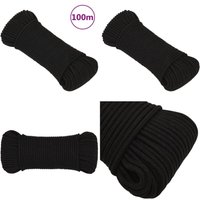 Arbeitsseil Schwarz 3 mm 100 m Polyester - Arbeitseil - Polyester Seil - Geflochtenes Seil - Baumaterialien - Gartenseil - Home & Living von VIDAXL