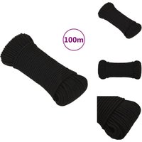 Arbeitsseil Schwarz 3 mm 100 m Polyester - Arbeitseil - Polyester Seil - Geflochtenes Seil - Baumaterialien - Gartenseil von VIDAXL