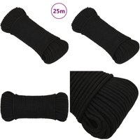 Arbeitsseil Schwarz 3 mm 25 m Polyester - Arbeitseil - Polyester Seil - Geflochtenes Seil - Baumarkt Zubehör - Gartenseil - Home & Living von VIDAXL