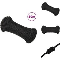Arbeitsseil Schwarz 3 mm 50 m Polypropylen - Arbeiten Seil - Baumaterialien - Gartenseil - Polyester Seil - Hochfestes Seil Arbeitsseil Schwarz 3 mm 50 m Polypropylen - Arbeiten Seil - Baumaterialien - Gartenseil - Polyester Seil - Hochfestes Seil von VIDAXL