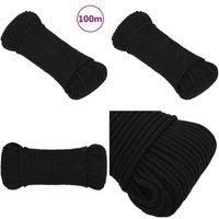 Arbeitsseil Schwarz 4 mm 100 m Polyester - Arbeitseil - Polyester Seil - Schnur - Baumarkt Zubehör - Gartenseil - Home & Living von VIDAXL