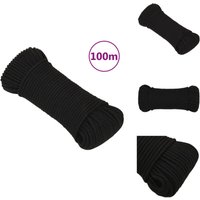 Arbeitsseil Schwarz 4 mm 100 m Polyester - Arbeitseil - Polyester Seil - Schnur - Baumarkt Zubehör - Gartenseil von VIDAXL