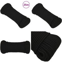 Arbeitsseil Schwarz 5 mm 25 m Polyester - Arbeitseil - Polyester Seil - Geflochtenes Seil - Baumarkt Zubehör - Gartenseil - Home & Living von VIDAXL