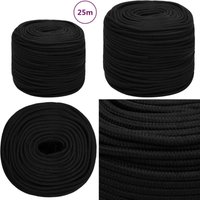 Arbeitsseil Schwarz 6 mm 25 m Polyester - Arbeitseil - Polyester Seil - Schnur - Baumarkt Zubehör - Gartenseil - Home & Living von VIDAXL