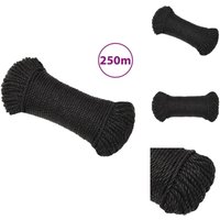 Arbeitsseil Schwarz 6 mm 250 m Polypropylen - Arbeitseil - pp Seil - Polyester Seil - Hochfestes Seil - Tragfähigkeitsseil Arbeitsseil Schwarz 6 mm 250 m Polypropylen - Arbeitseil - pp Seil - Polyester Seil - Hochfestes Seil - Tragfähigkeitsseil von VIDAXL