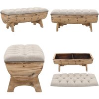 Vidaxl - Aufbewahrungsbank Massivholz und Stoff 103 x 51 x 44 cm - Aufbewahrungsbank - Möbel - Sitzbank - Wohnzimmer Dekoration - Rustikal - Home & von VIDAXL