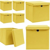 Aufbewahrungsboxen mit Deckeln 4 Stk. Gelb 32x32x32 cm Stoff - Aufbewahrungsbox - Aufbewahrungsboxen - Home & Living - Gelb von VIDAXL