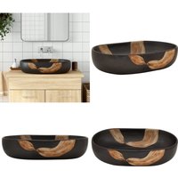 Vidaxl - Aufsatzwaschbecken Schwarz Oval 59x40x14 cm Keramik - Waschbecken - Badezimmersanierung - Keramikwaschbecken - Aufsatzwaschbecken Vidaxl - Aufsatzwaschbecken Schwarz Oval 59x40x14 cm Keramik - Waschbecken - Badezimmersanierung - Keramikwaschbecken - Aufsatzwaschbecken von VIDAXL