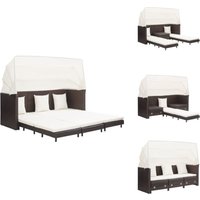 Vidaxl - Ausziehbares 3-Sitzer-Schlafsofa mit Dach Poly Rattan Braun - Gartenschlafcouch - Outdoor Couch - Rattan Möbel - Gartenmöbel - Lounge Sofa von VIDAXL