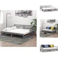 Vidaxl - Ausziehbares Tagesbett Grau Massivholz Kiefer 2x(90x200) cm - Ausziehbarer Schlafsofa - Gästedenkbett - Kiefernholzbette - Doppelbett von VIDAXL