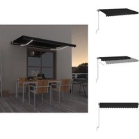 Automatische Markise mit led & Windsensor 450x350 cm Anthrazit - Outdoor-Markise - Gelenkarm-Markise - Elektrische Markise - Teleskopmarkise von VIDAXL