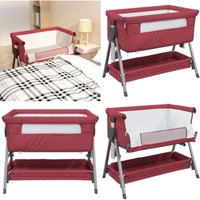 Vidaxl - Babybett mit Matratze Rot Leinenstoff - Babybett - Kinderbett - Beistellbett - Reisebett - Liegefläche - Home & Living von VIDAXL