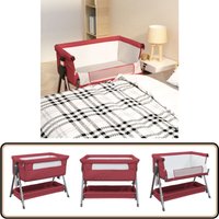 Vidaxl - Babybett mit Matratze Rot Leinenstoff - Babybett - Kinderbett - Beistellbett - Reisebett - Liegefläche von VIDAXL