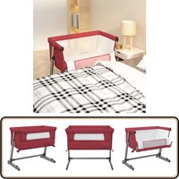 Vidaxl - Babybett mit Matratze Rot Leinenstoff - Babybett - Kinderbett - Beistellbett - Reisebett - Liegefläche von VIDAXL