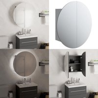Vidaxl - Badezimmerschrank mit Rundem Spiegel & led Grau 47x47x17,5 cm - Badezimmermöbel - Badespiegel - Badschrank - Kosmetiktisch von VIDAXL