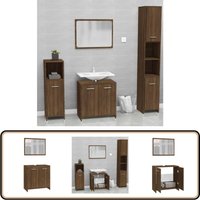 Vidaxl - Badmöbel-Set Braun Eichen-Optik Holzwerkstoff - Badmöbel Set - Holzwerkstoff - Badschränke - Spiegelschrank - Badezimmermöbel von VIDAXL