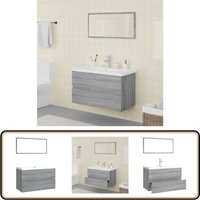 Vidaxl - Badmöbel-Set Grau Sonoma Holzwerkstoff - Badmöbel-Set - Waschtisch Unterschrank - Spiegelschrank - Badezimmermöbel - Armatur Vidaxl - Badmöbel-Set Grau Sonoma Holzwerkstoff - Badmöbel-Set - Waschtisch Unterschrank - Spiegelschrank - Badezimmermöbel - Armatur von VIDAXL