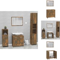 Vidaxl - Badmöbel-Set Räuchereiche Holzwerkstoff - Badmöbel - Badezimmermöbel - Holzschränke - Spiegelschrank - Rauchfarbe von VIDAXL