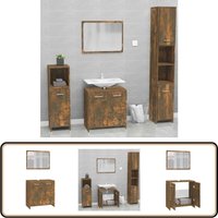 Vidaxl - Badmöbel-Set Räuchereiche Holzwerkstoff - Badmöbel - Badezimmermöbel - Holzschränke - Spiegelschrank - Rauchfarbe von VIDAXL