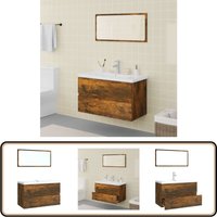 Vidaxl - Badmöbel-Set Räuchereiche Holzwerkstoff - Badmöbel-Set - Holzwerkstoff - Waschtischunterschrank - Spiegelschrank - Badezimmermöbel von VIDAXL