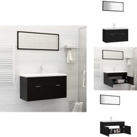 Badmöbel-Set Schwarz Holzwerkstoff - Badezimmersatz - Schreibtisch - Spiegelschrank - Waschtrog - Handwaschbecken von VIDAXL