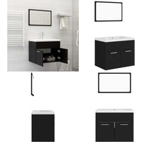Vidaxl - Badmöbel-Set Schwarz Holzwerkstoff - Badezimmersatz - Schreibtisch - Unterschrank - Spiegelschrank - Waschtrog - Home & Living Vidaxl - Badmöbel-Set Schwarz Holzwerkstoff - Badezimmersatz - Schreibtisch - Unterschrank - Spiegelschrank - Waschtrog - Home & Living von VIDAXL