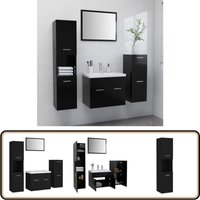 Vidaxl - Badmöbel-Set Schwarz Holzwerkstoff - Badmöbel Set - Badezimmermöbel - Schreibtisch - Spiegelschrank - Unterschrank von VIDAXL