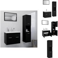 Vidaxl - Badmöbel-Set Schwarz Holzwerkstoff - Schwarzes Badmöbel-Set - Badezimmerschränke - Badezimmermöbel - Wandspiegel - Waschbeckenunterschrank von VIDAXL