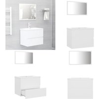 Vidaxl - Badmöbel-Set Weiß Holzwerkstoff - Badezimmersatz - Duschwand - Waschbeckenunterschrank - Spiegelschrank - Badezimmermöbel - Home & Living von VIDAXL