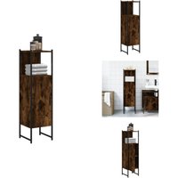 Vidaxl - Badschrank Räuchereiche 33x33x120,5 cm Holzwerkstoff - Badezimmermöbel - Badschrank - Holzwerkstoff - Pulverbeschichtet - Stahl von VIDAXL
