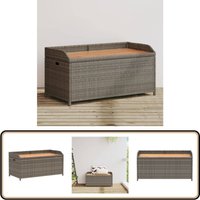 Bank mit Stauraum Grau 100x50x52 cm Poly Rattan Akazienholz - Gartenzubehör - Gartenbank - Außenmöbel - Gartenstuhl - Balkonmöbel von VIDAXL