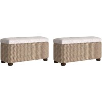 Vidaxl - Sitzbänke mit Stauraum und Kissen in Grau 2 Stk. 69 cm Rohrkolben von VIDAXL