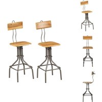 Barhocker 2 Stk. Altholz Teak - Barstuhl - Barstühle - Barhocker - Küchenstuhl von VIDAXL