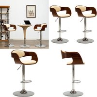 Vidaxl - Barhocker 2 Stk. Creme Bugholz und Kunstleder - Barhocker - Küchenstühle - Esszimmerstühle - Höhenverstellbare Stühle - Cremefarbene Möbel von VIDAXL