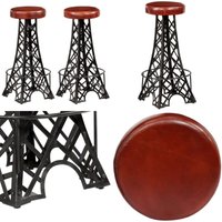 Vidaxl - Barhocker 2 Stk. Echtleder - Echtleder Sessel - Barhocker Set - Industrielles Design - Eiffel Turm Stuhl - Wohnraum Dekoration - Home & von VIDAXL