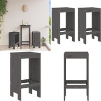 Barhocker 2 Stk. Grau 40x36x75 cm Massivholz Kiefer - Holz Barhocker - Gartenhocker - Outdoor Möbel - Kiefernholz Möbel - Rustikal - Home & Living von VIDAXL