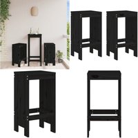 Vidaxl - Barhocker 2 Stk. Schwarz 40x36x75 cm Massivholz Kiefer - Holz Barhocker - Gartenhocker - Outdoor Möbel - Kiefernholzmöbel - Rustikaler Stil von VIDAXL