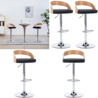 Vidaxl - Barhocker 2 Stk. Schwarz Kunstleder und Bugholz - Barhocker - Küchenstühle - Esszimmerstühle - Designerstühle - Schwarze Möbel - Home & von VIDAXL